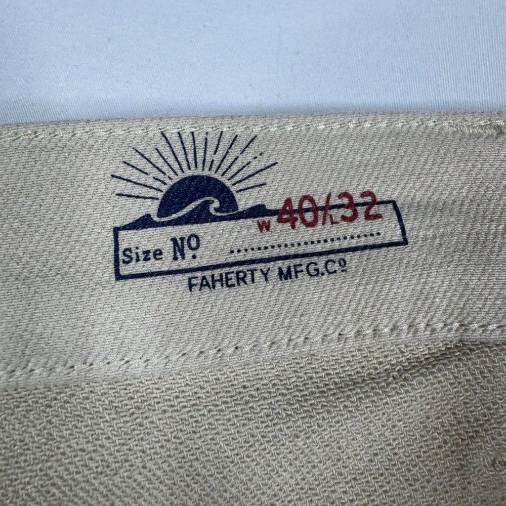 Faherty 5-Pocket Pants Mens 40x31 Khaki Tan Straight Leg Stretch Twill - Picture 6 of 11